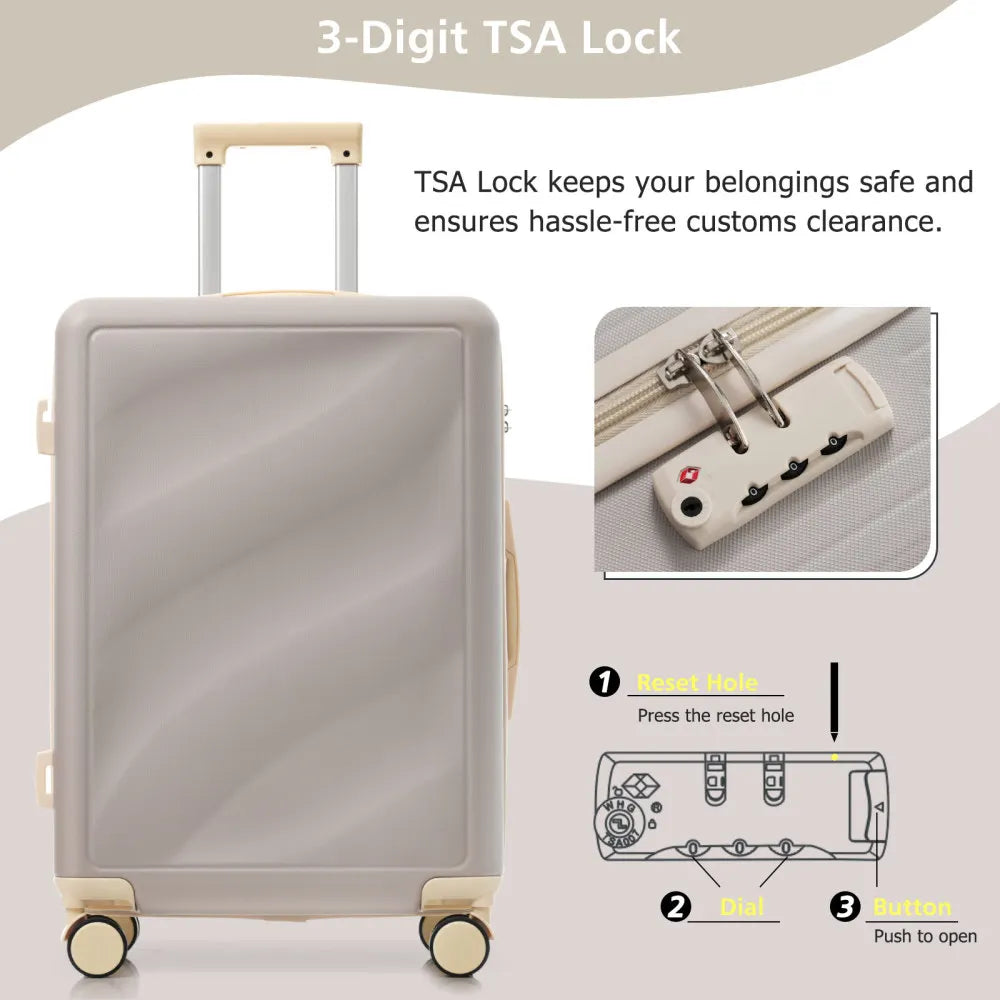 Lightweight ABS Luggage Set 3 Piece Spinner Wheels TSA Lock