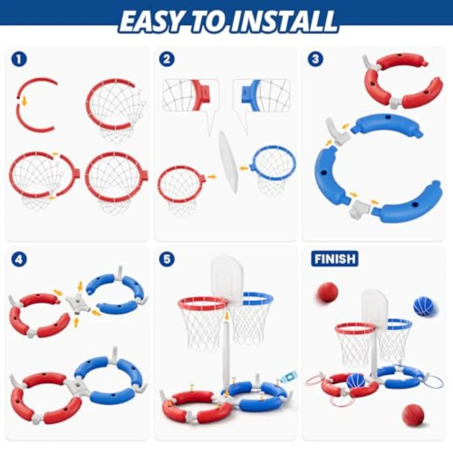 Floating Pool Basketball Hoop 2 In 1 Ring Toss Game For Two Players Ultimate Summer Outdoor Water Toys