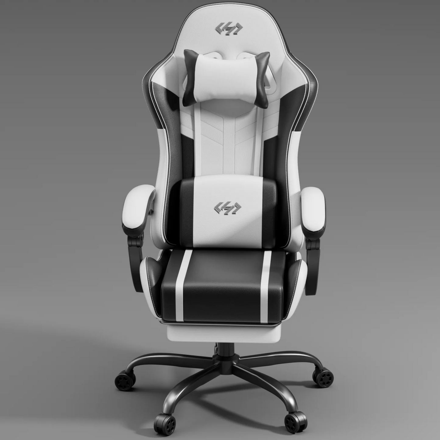 NEBMAAX Ergonomic Gaming Chair With Massage Footrest PU Leather