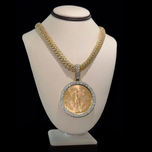 Lyee Cyee Gold Plated Cubic Zirconia Coin Pendant Necklace