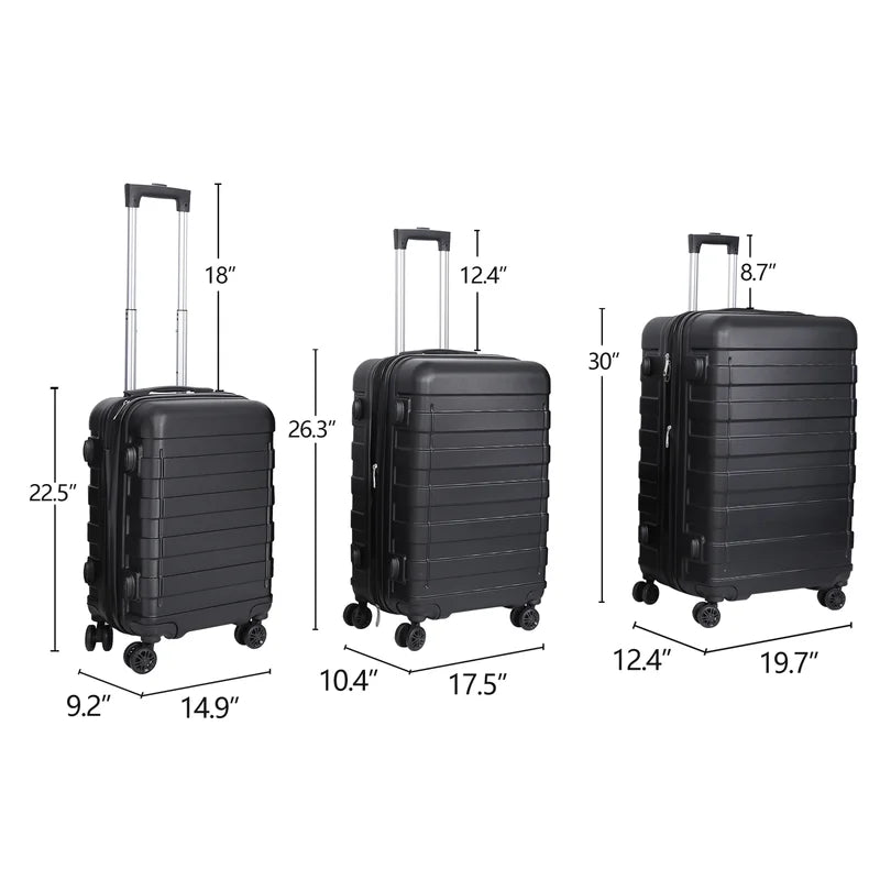 Expandable 3 Piece Hardshell Luggage Set With TSA Lock