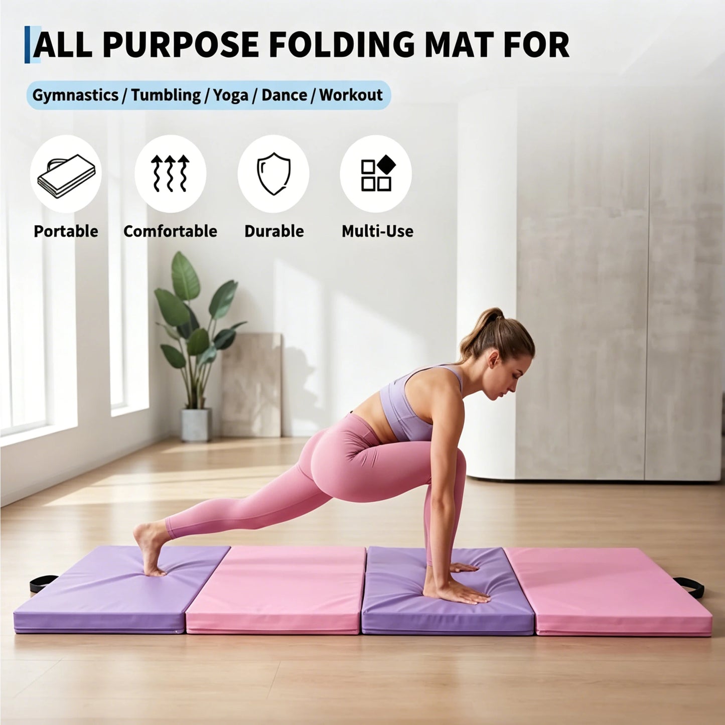 HiMiss Folding Gymnastics Exercise Mat For Home Workout Training