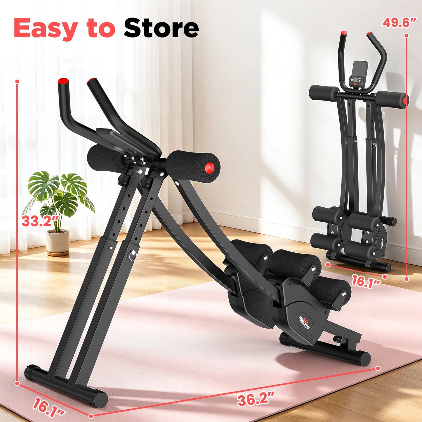 Foldable Dual Ab Machine With Adjustable Resistance And LCD Display