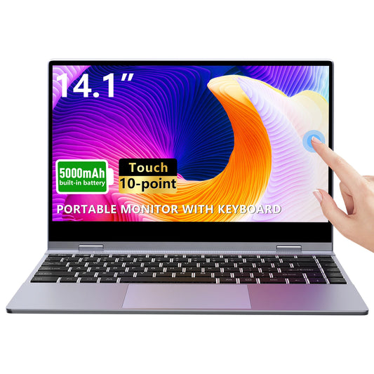 Dopesplay Portable Touchscreen Monitor With Keyboard And Battery 1080P
