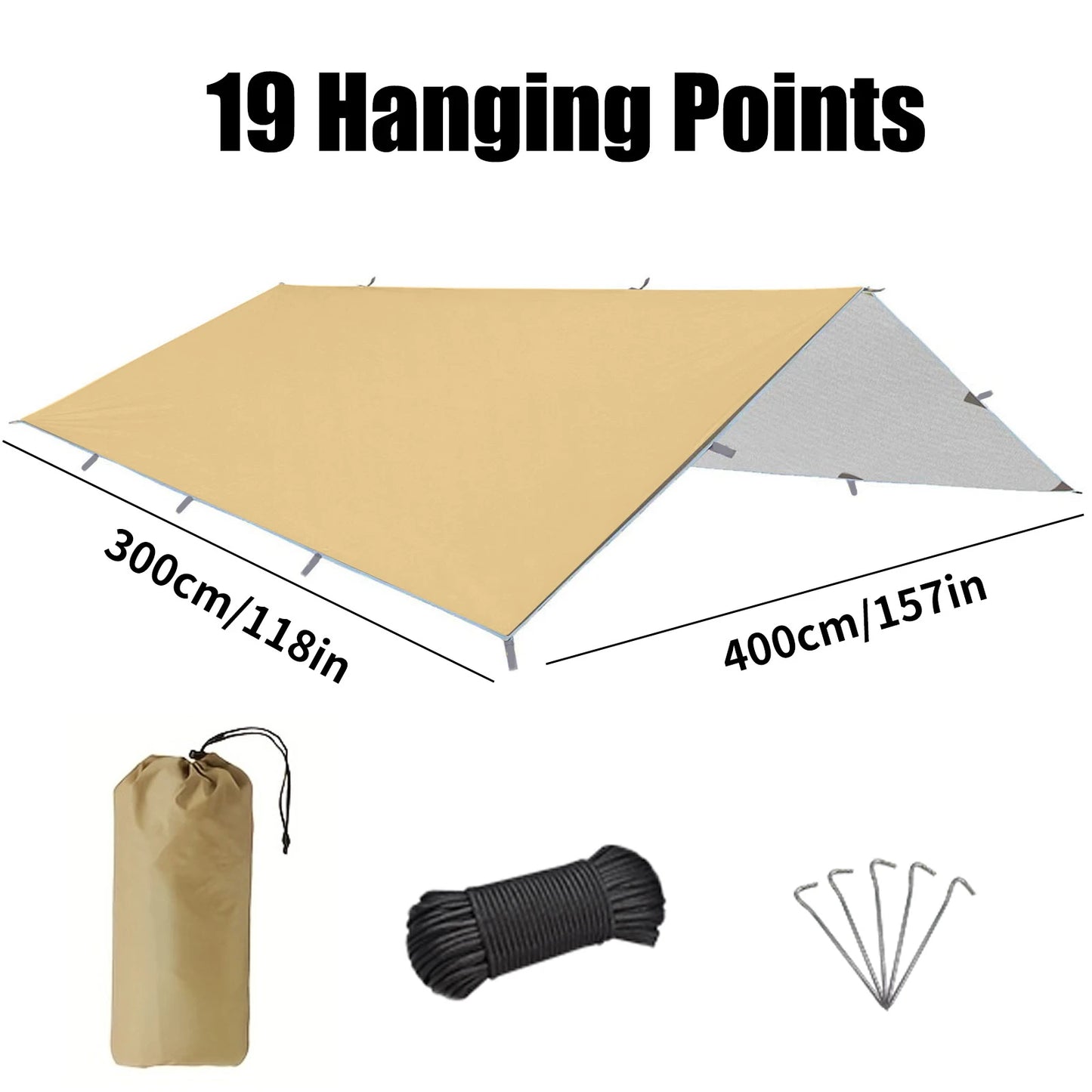 Outdoor Waterproof Heavy Duty Survival Tarp Sun Shelter Canopy Backpacking