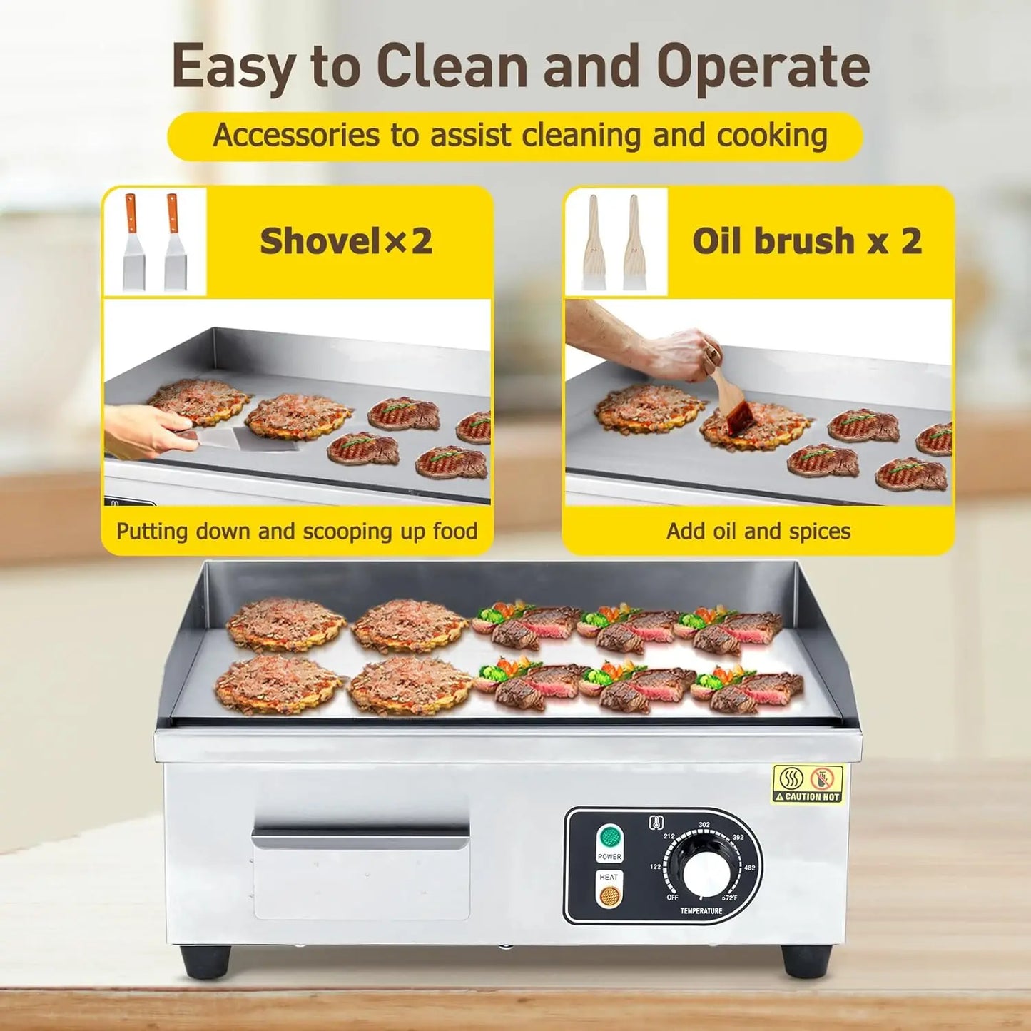 HiMISS Electric Griddle With Adjustable Temperature 122 to 572F