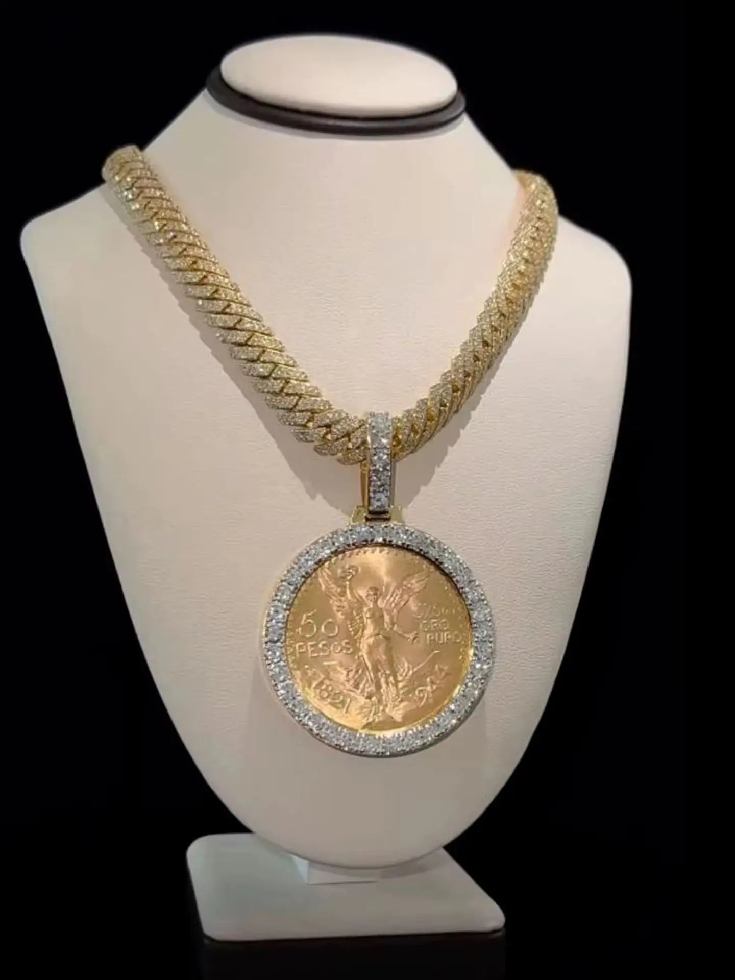 Lyee Cyee Gold Plated Cubic Zirconia Coin Pendant Necklace