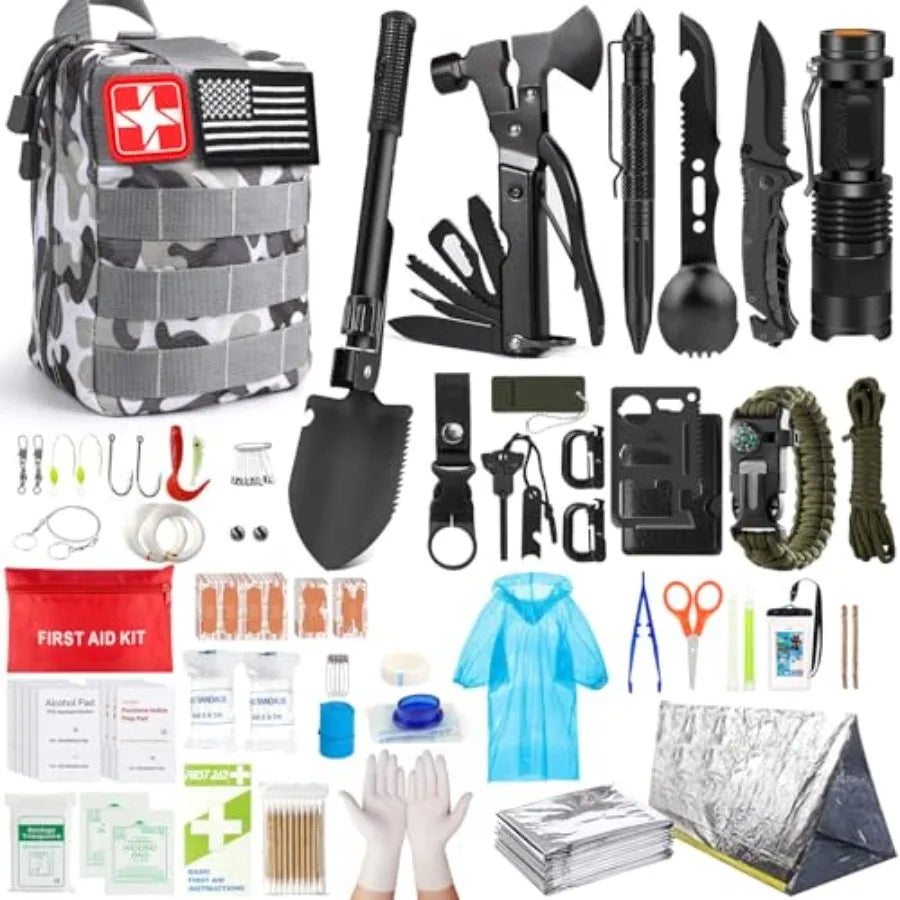 Survival Kit 251 Pcs First Aid Gear With MOLLE Bag