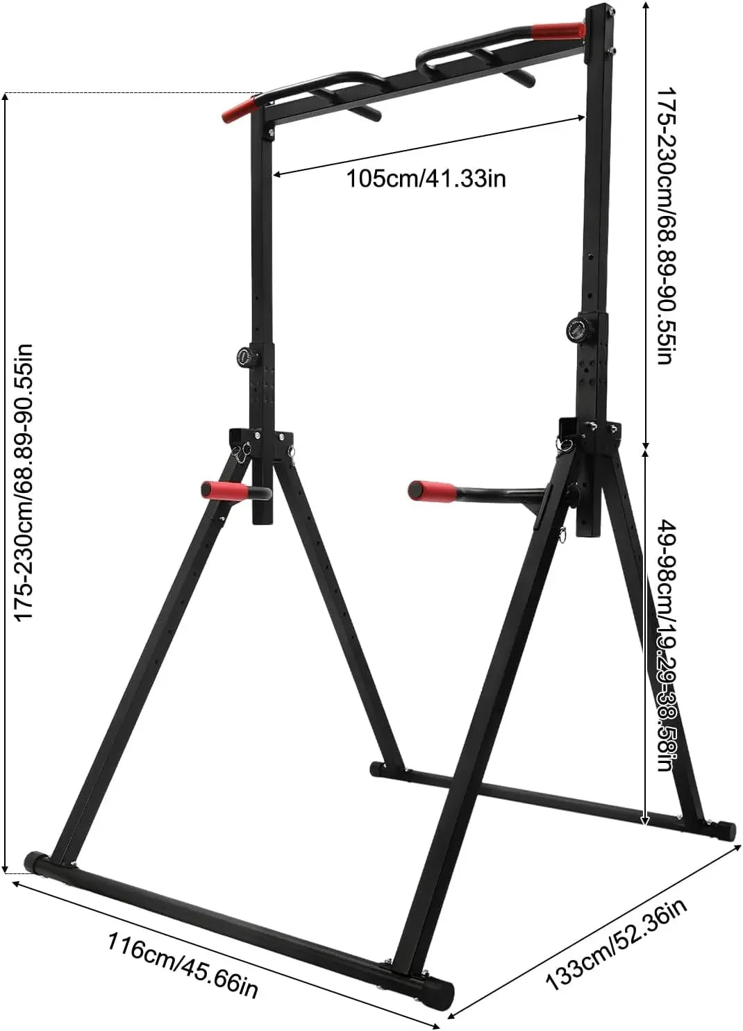Foldable Power Tower Dip Station With Adjustable Pull Up Bar