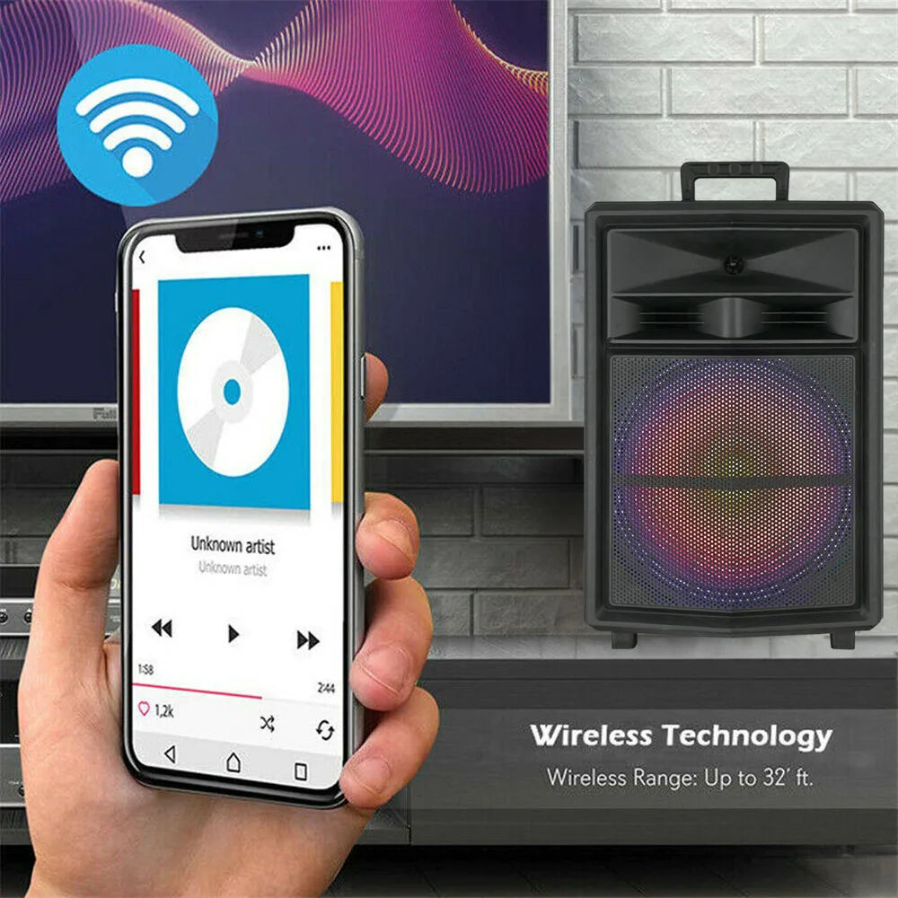 CURUK Portable Bluetooth Party Speaker RGB Lights Outdoor Subwoofer