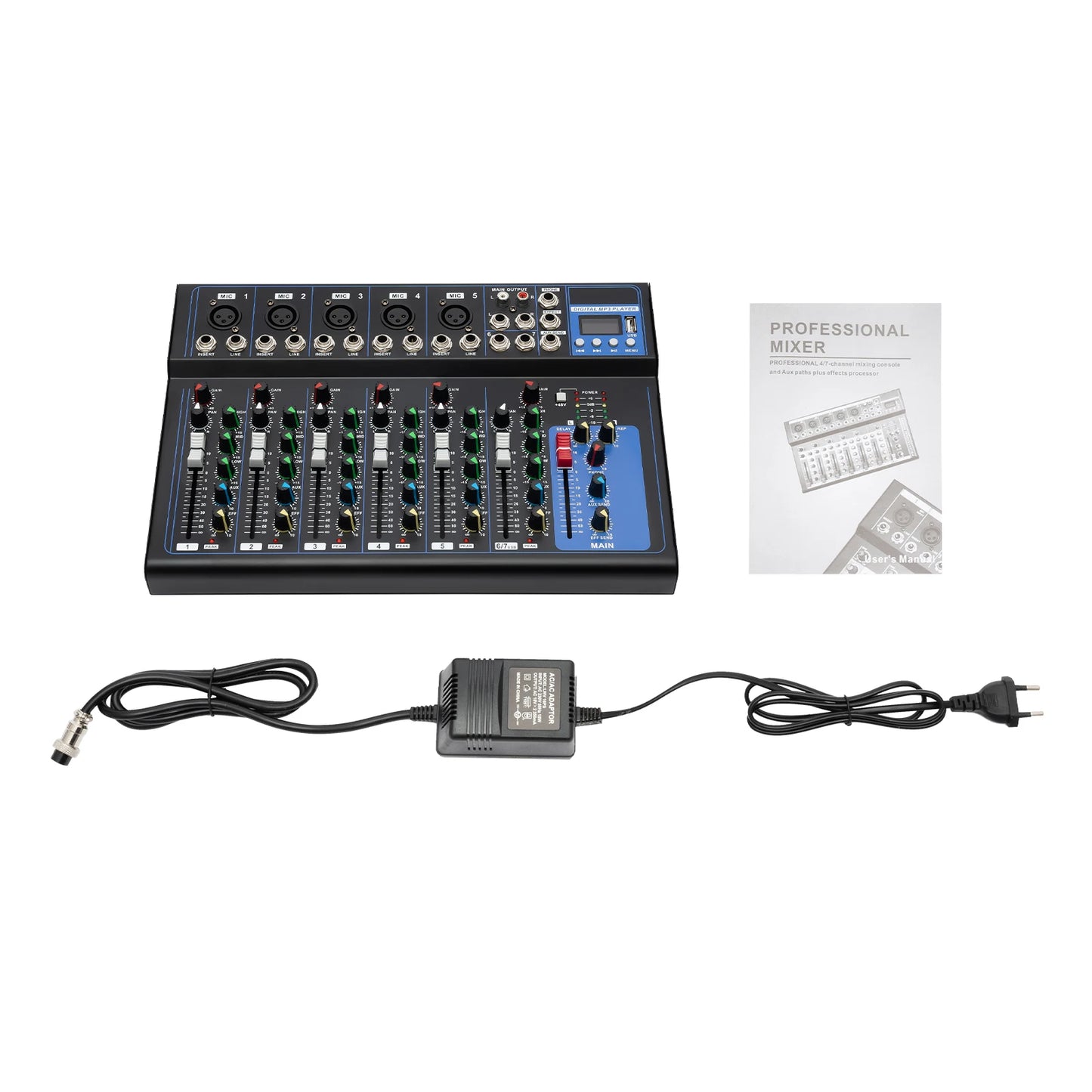 Bymaocar 7 8 Channel Professional Mixer With Bluetooth USB Recording