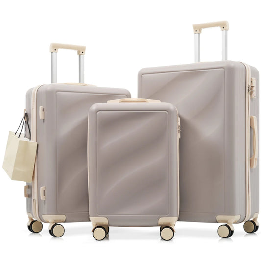 Lightweight ABS Luggage Set 3 Piece Spinner Wheels TSA Lock