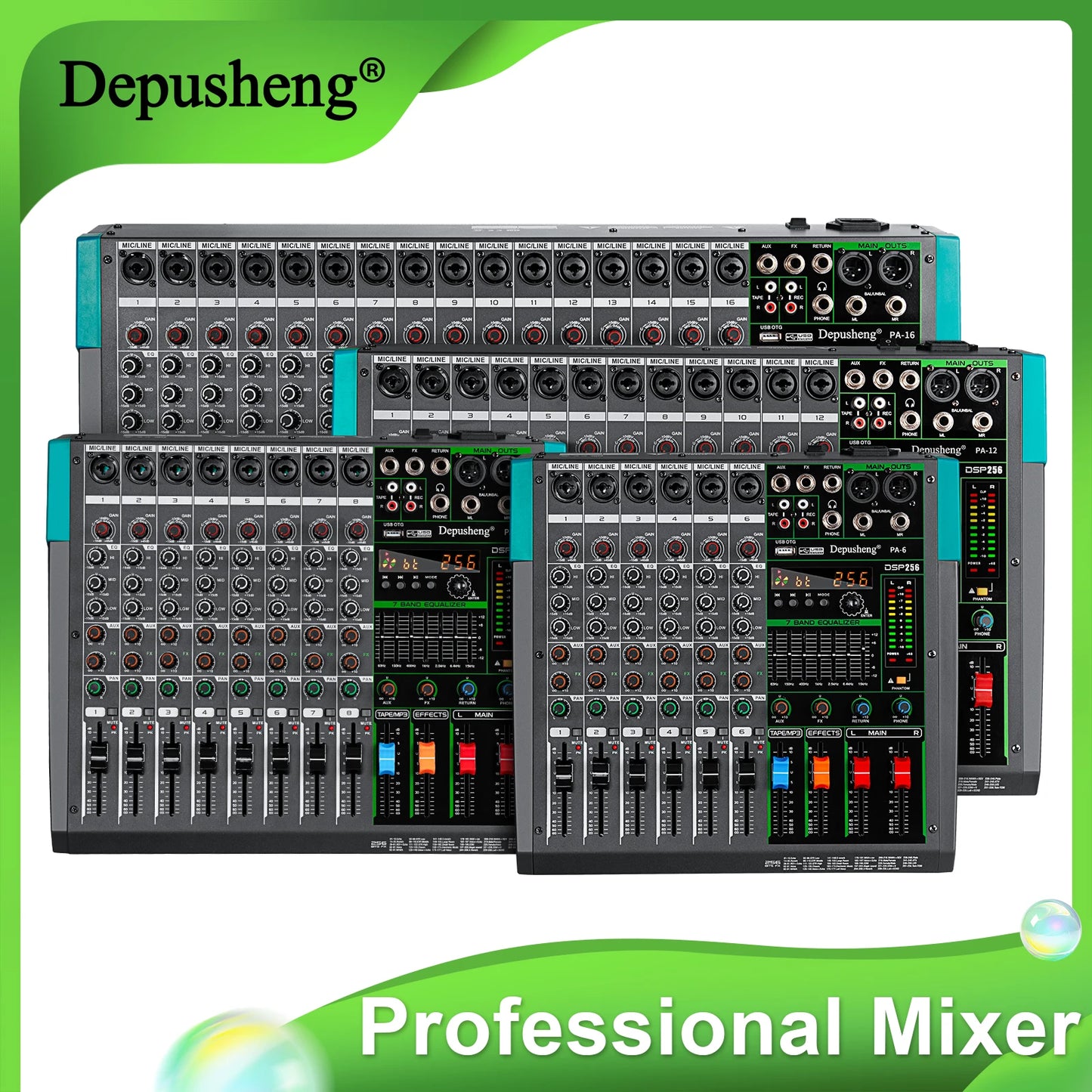 Depusheng MG Audio Mixer 6 8 12 16 Channel DJ Console