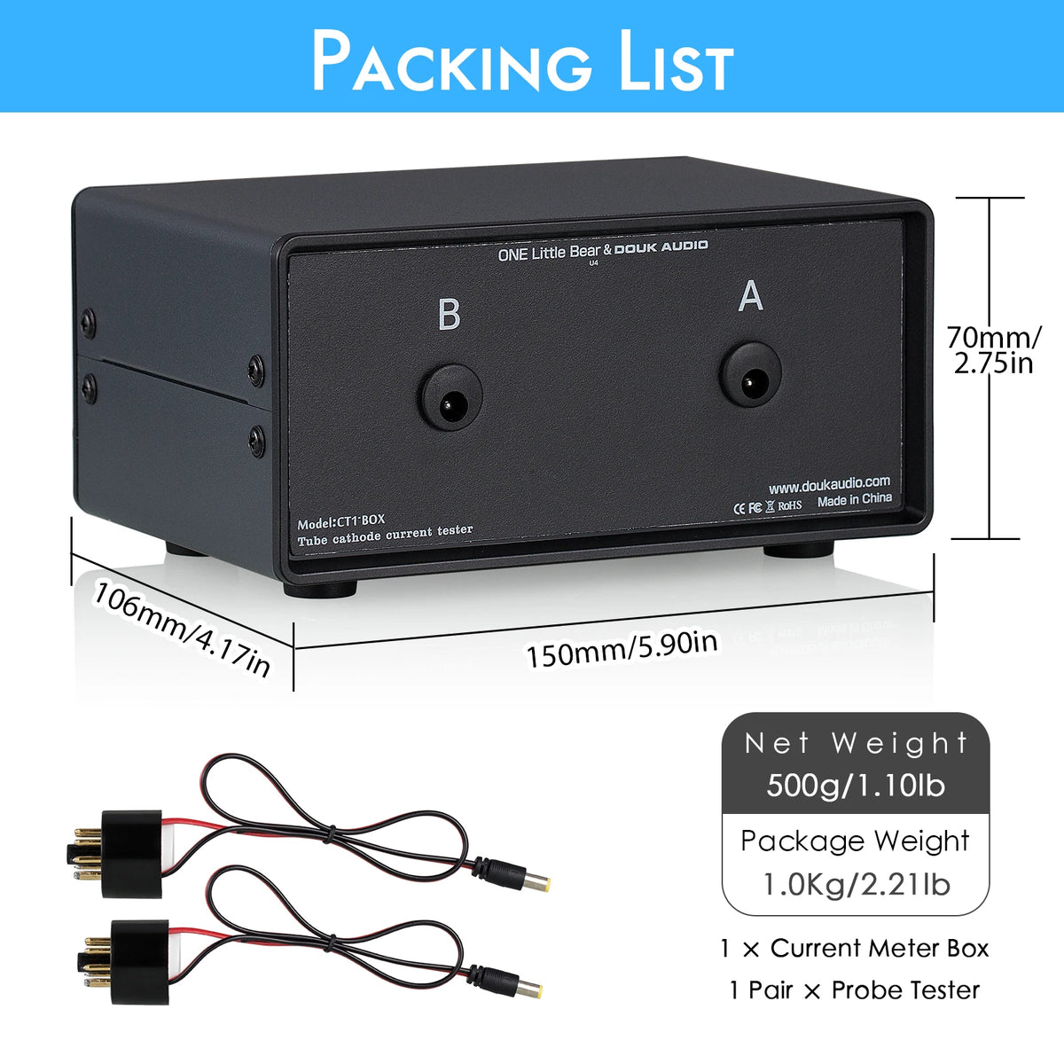 Nobsound 8-Pin Dual Bias Current Probes Tester+Dual Large Ampere Meter for EL34,KT88,6L6,6V6,5881,6550,KT66,KT100,KT120 Tubes