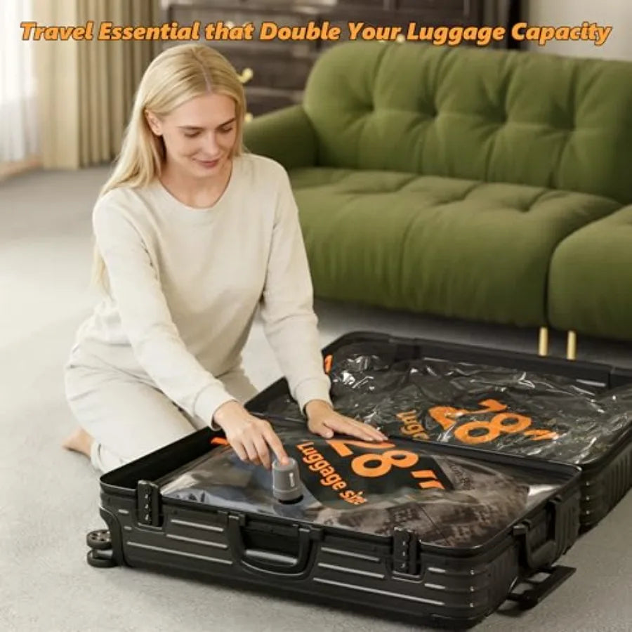 Travel Vacuum Bags With Cordless Electric Pump Compression Packing Cubes