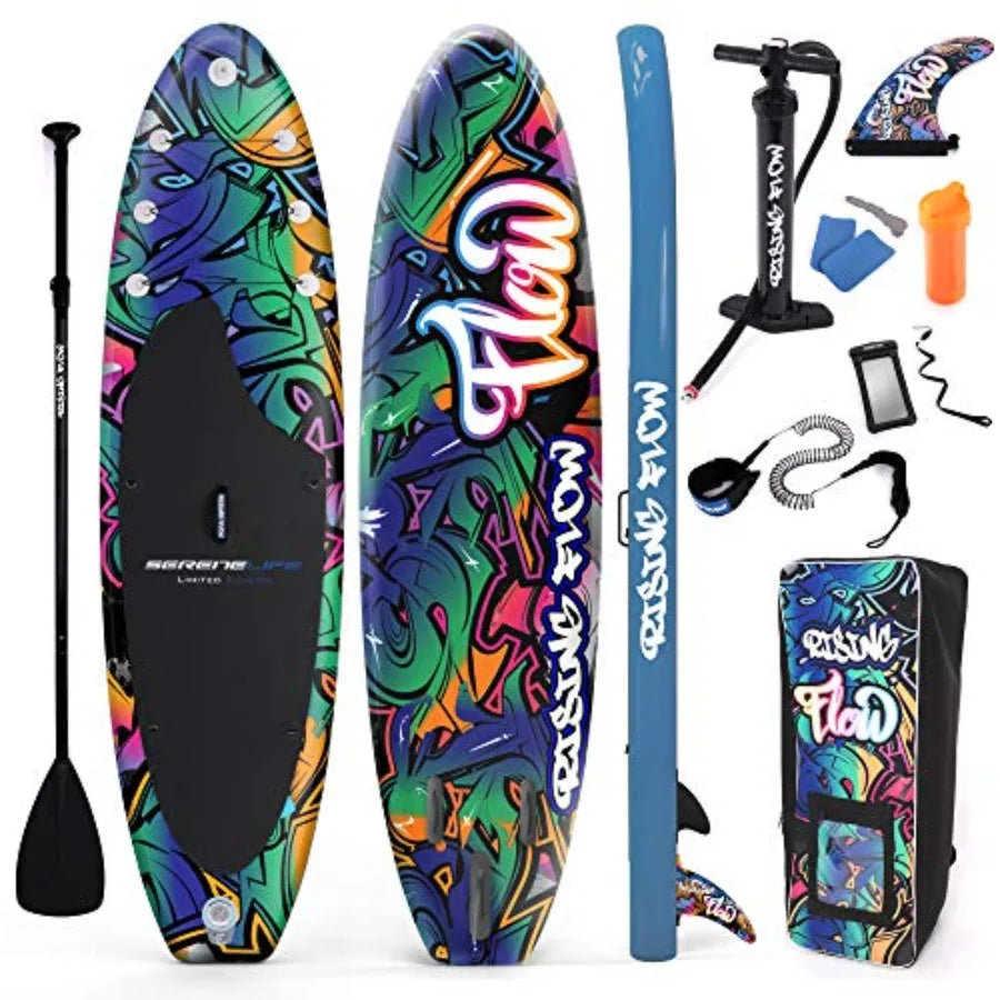 Inflatable Stand Up Paddle Board Durable PVC Wide Stable Design For Water Sports With Non Slip EVA Deck Pad 350 L