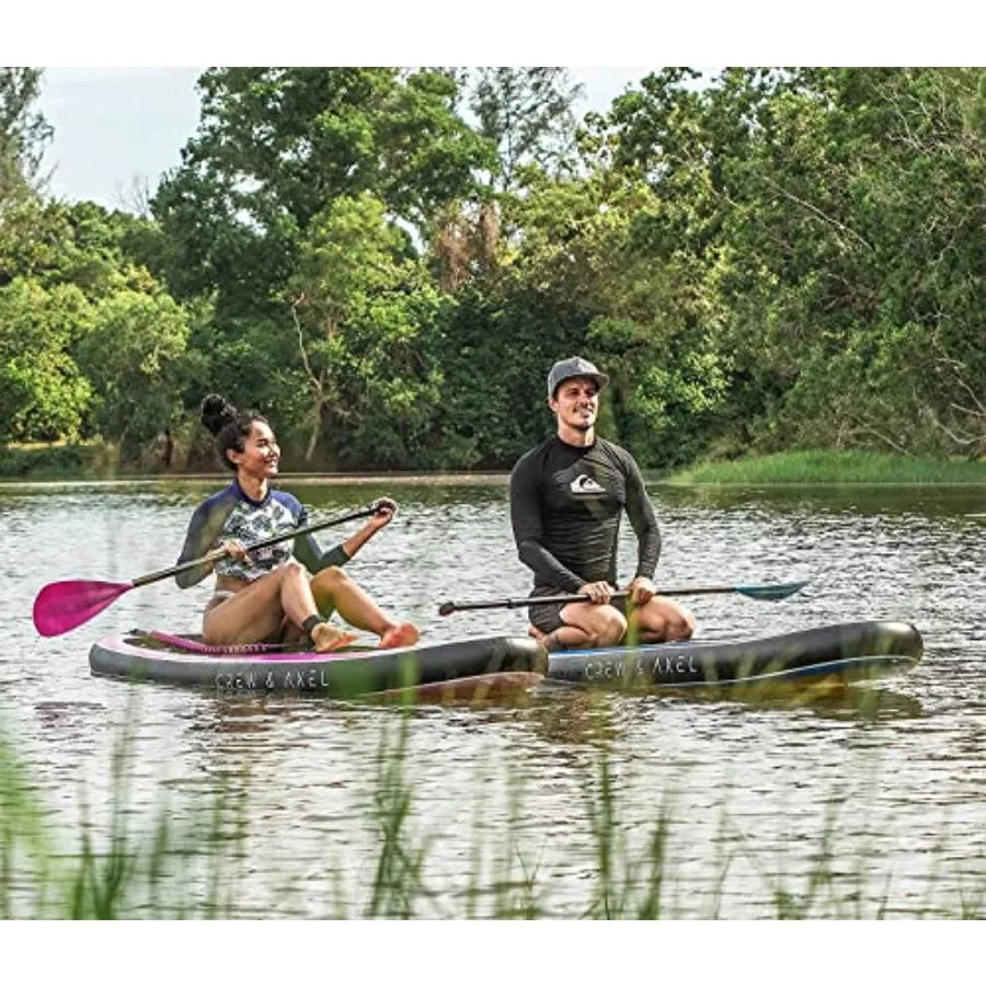 Inflatable Paddle Board For Outdoor Water Sports Extra Wide Lightweight PVC Blue For Beginners