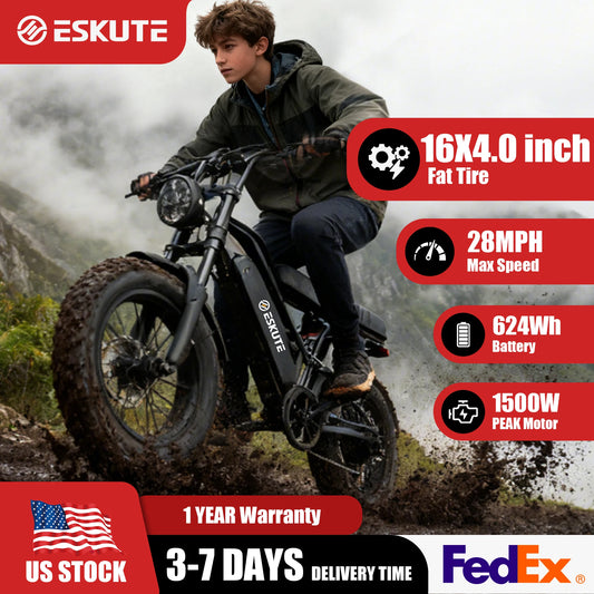 Eskute V100 Electric Bike With 1500W Peak Power And Dual Suspension Fat Tire E Bike For Off Road And City Commutes