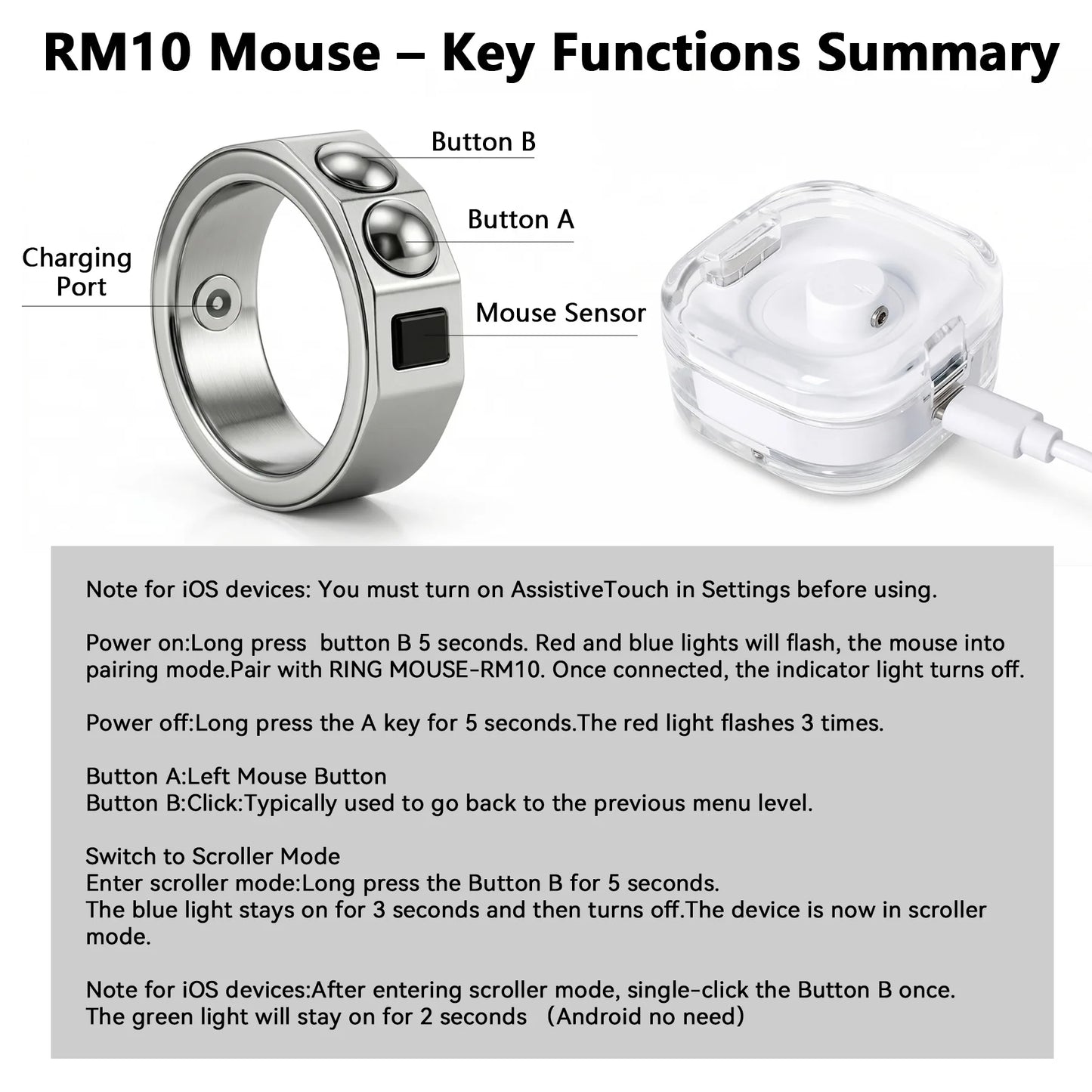 Smart Mouse Ring Bluetooth AR Glasses Waterproof PPT Presentations