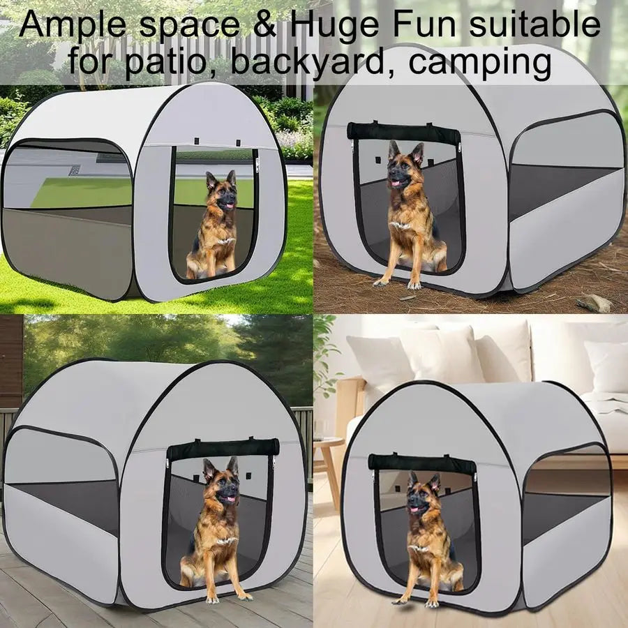 Pop Up Dog Kennel Enclosure Portable Outdoor Crate With Carry Bag Waterproof Travel Carrier For Camping For Dog Owners
