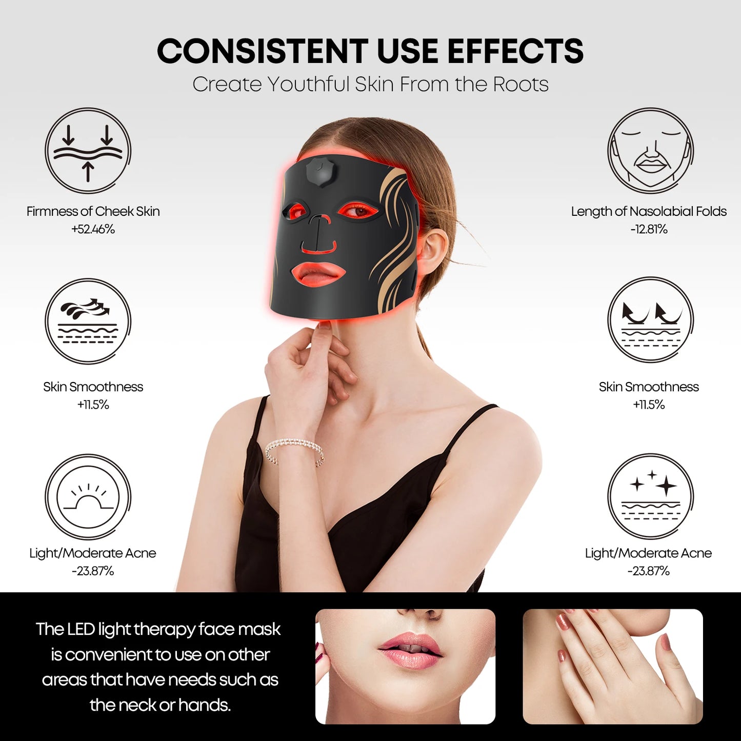 USB Rechargeable LED Face Mask With Adjustable Headband For Skin Rejuvenation