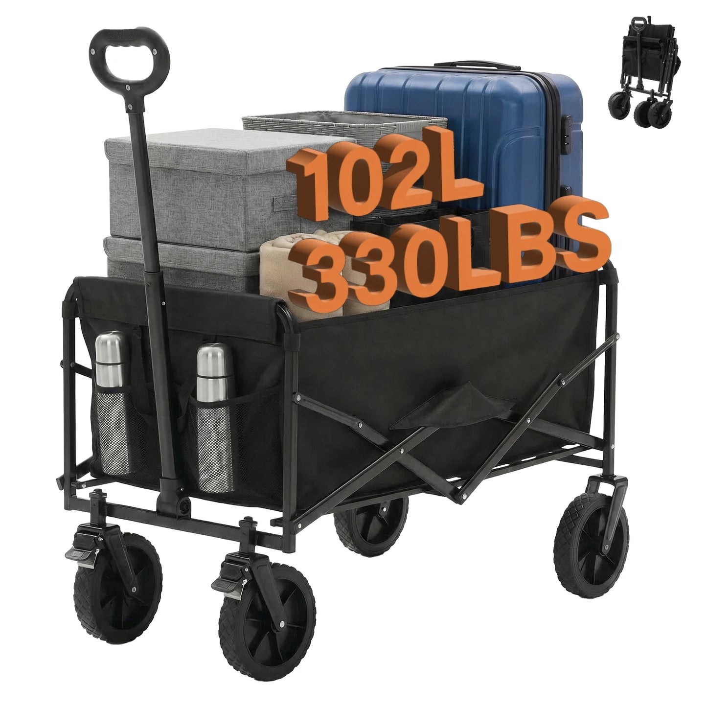 JHK Heavy Duty Collapsible Wagon Cart With 330 Lb Capacity