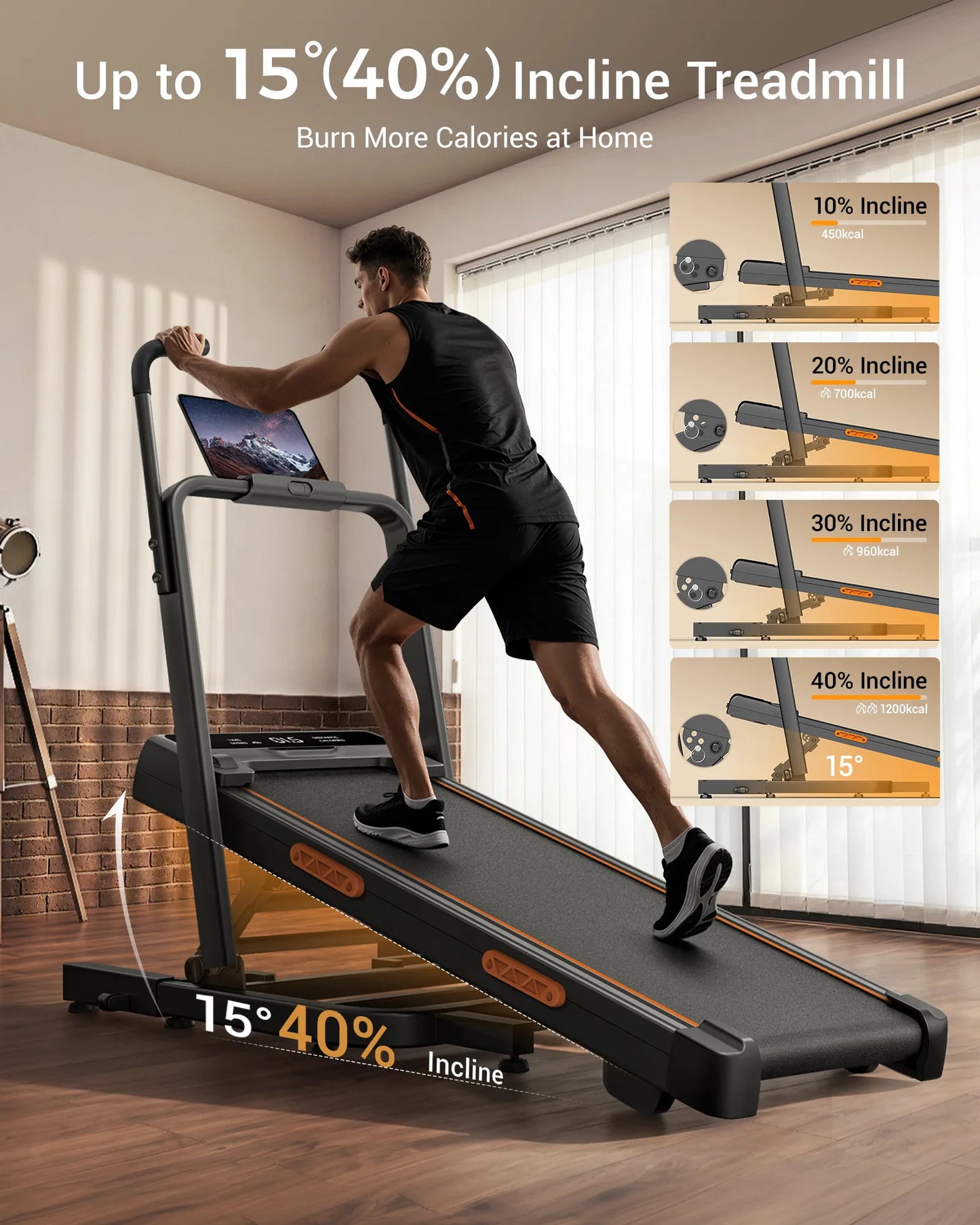 Umays Electric Treadmill With Led Display And Shock Absorption