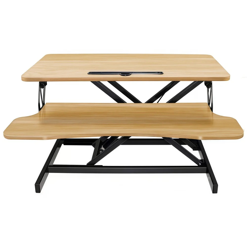 LISM Height Adjustable Desk Converter Sit Stand Dual Monitor Workspace
