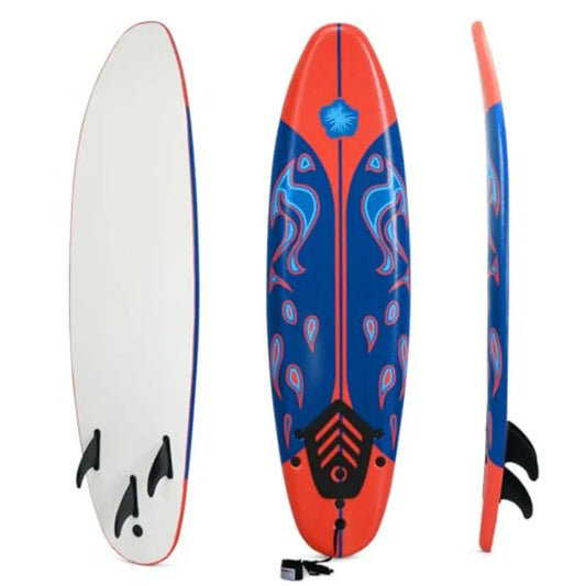 Beginner Surfboard 6ft Lightweight EPS Core EPE Deck Blue With 3 Removable Fins For Teens And Adults