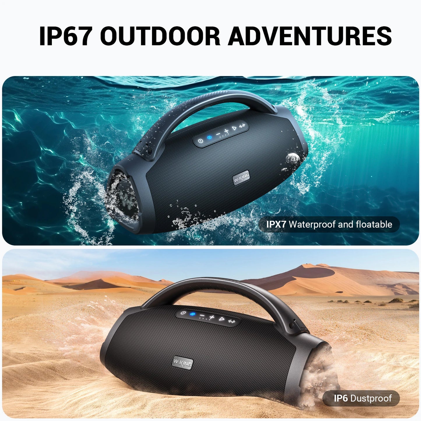 W-King X20S Bluetooth Speaker IPX7 Waterproof With Strap 140W