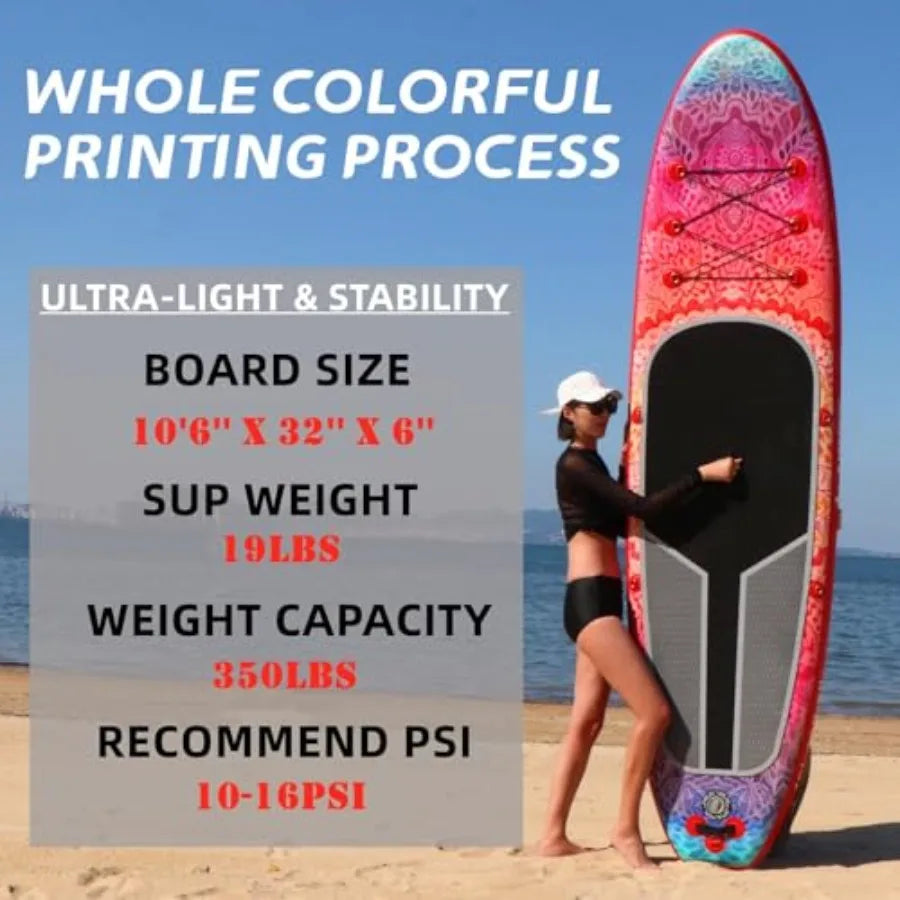 Inflatable Paddle Board For Adults Wide All Skill Levels Navy Blue With Carry Bag And Hand Pump