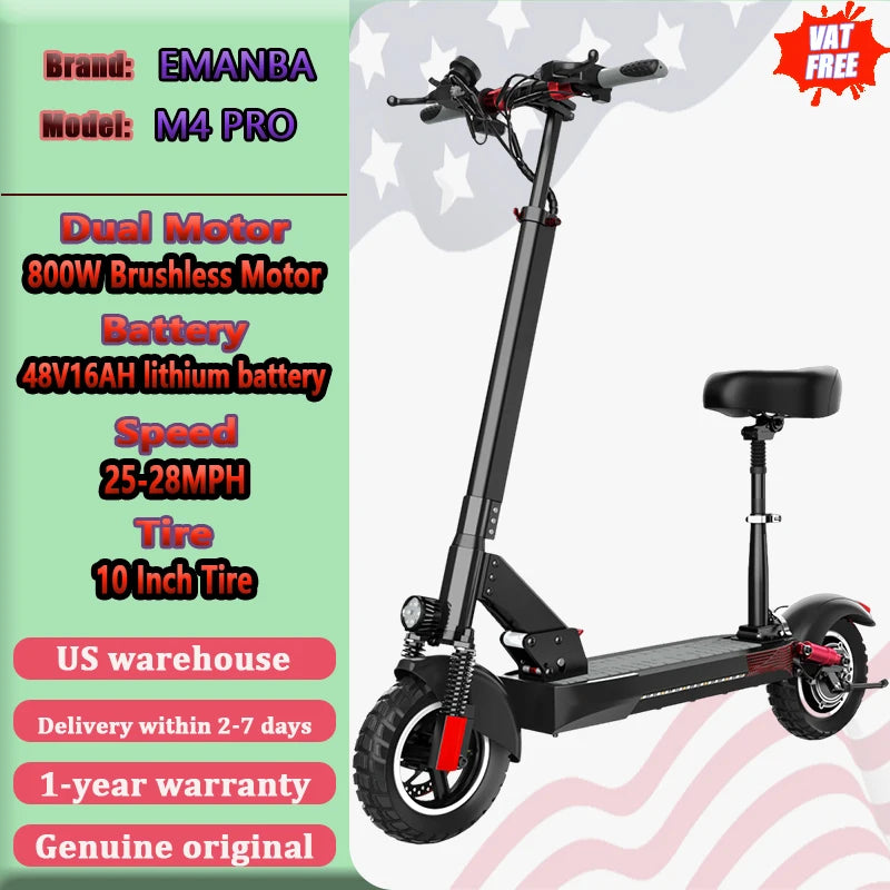 Ye M4 Pro Electric Scooter 800W Foldable With Seat For City Commuters 40 To 60km Range