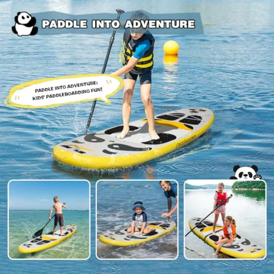 Inflatable Paddle Board Ultra Stable Wide Non Slip Deck Panda Pattern For Outdoor Enthusiasts