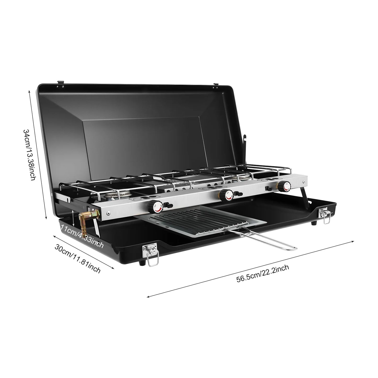 Portable 3 Burner Gas Stove Campfire Grill For Camping