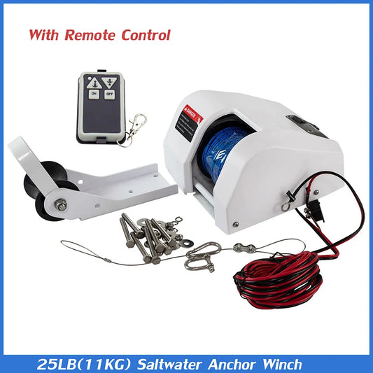 BYSSEA Electric Boat Anchor Winch Saltwater Pontoon With Wireless Remote