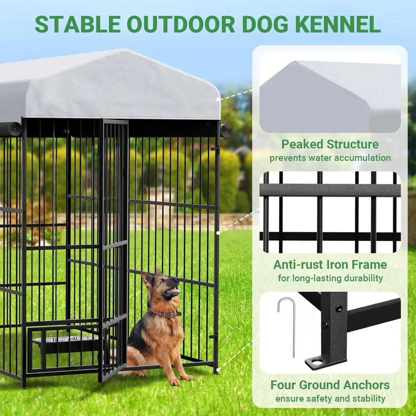 Twister CK Outdoor Walk In Dog Kennel Heavy Duty Cage With Roof UV Resistant And Double Lock For Large Dogs