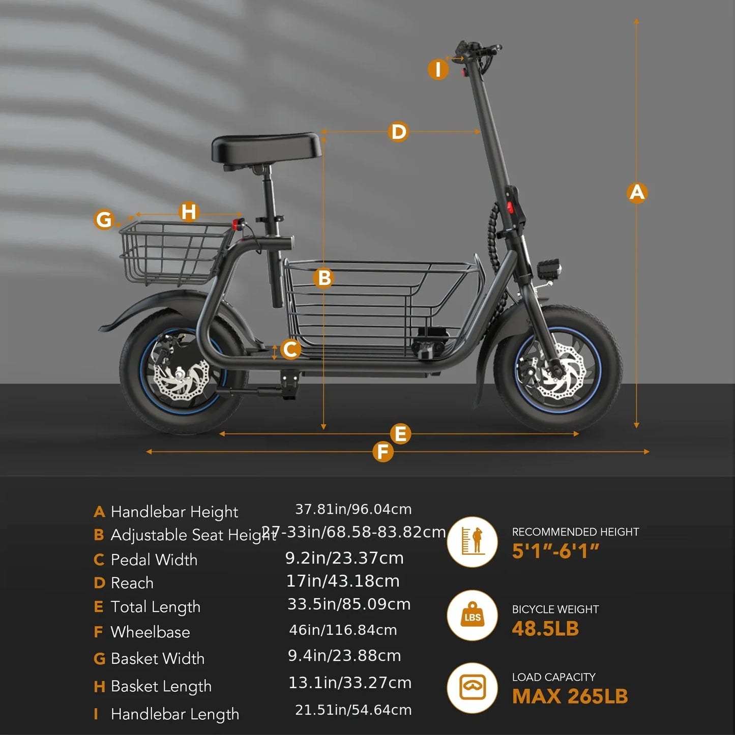 Gyroor Foldable Electric Scooter With Basket For Adults