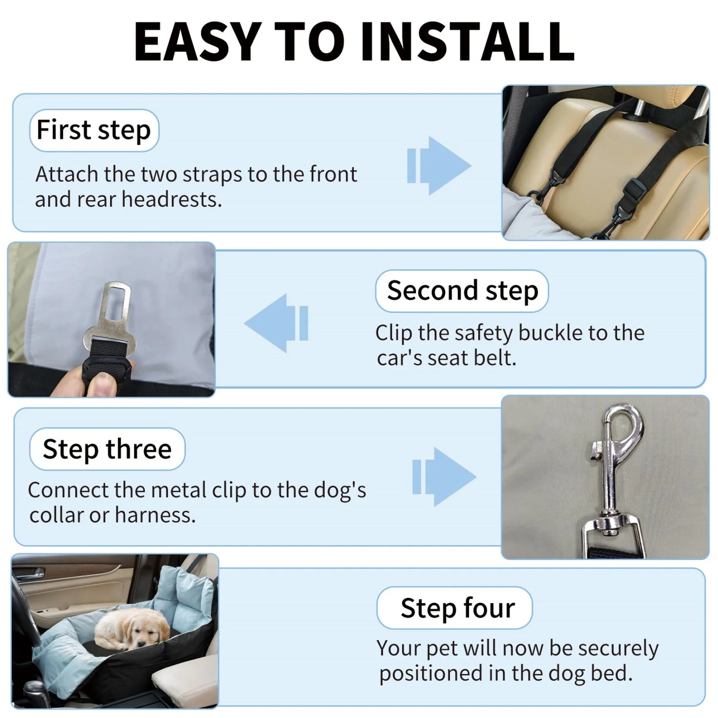 BINGOPAW Washable Dog Car Seat For Small Dogs Booster Carrier