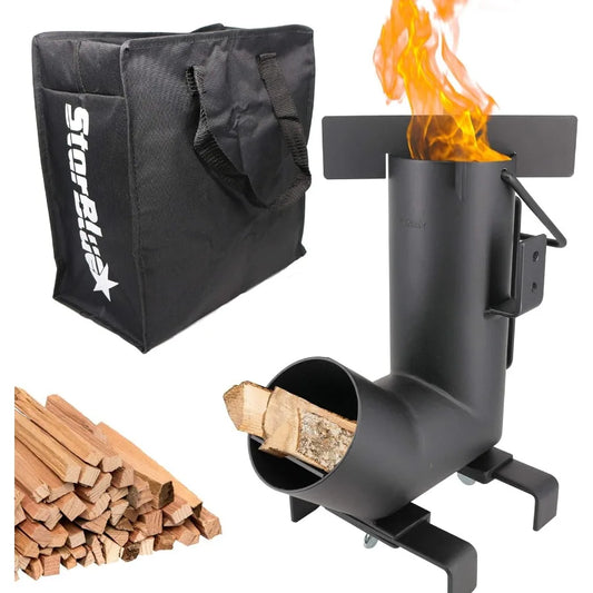 Camping Rocket Stove With Free Carrying Bag Portable Wood Burning Stove