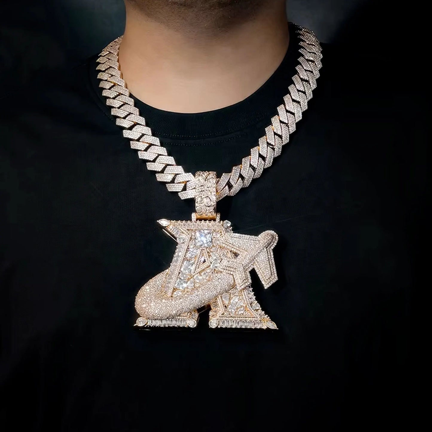 Lyee Cyee Letter A Airplane Hip Hop Pendant Necklace Charm