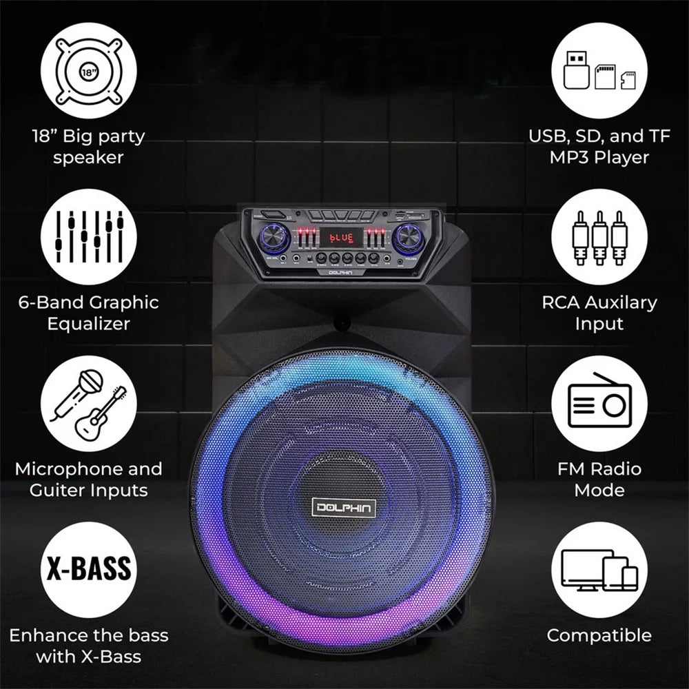 CURUK 4500W Portable Bluetooth Party Speaker With Subwoofer Karaoke