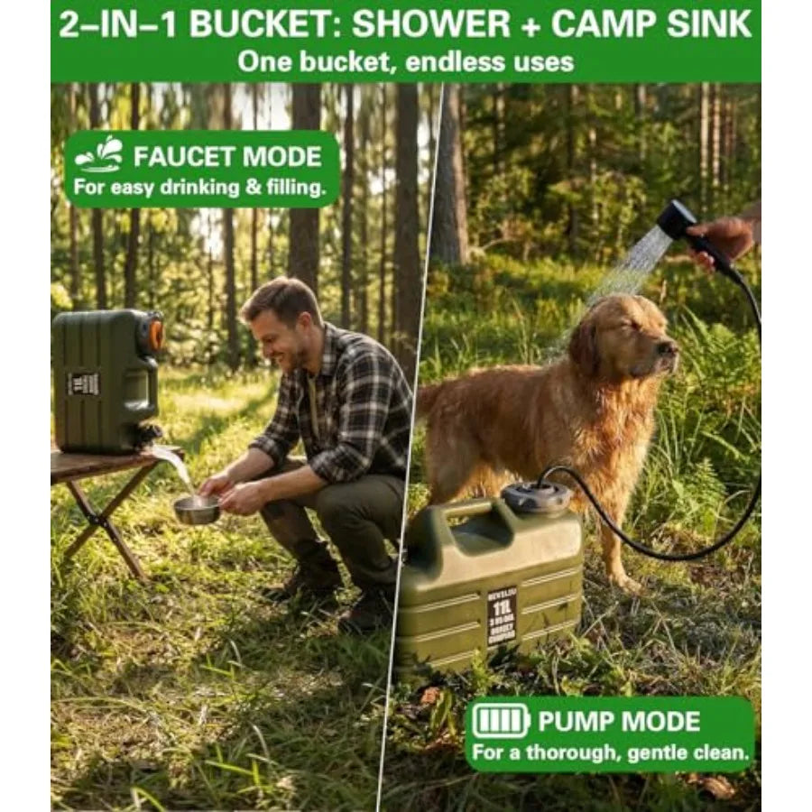 Portable Camping Shower With Food Grade Three Five Gallon Jug