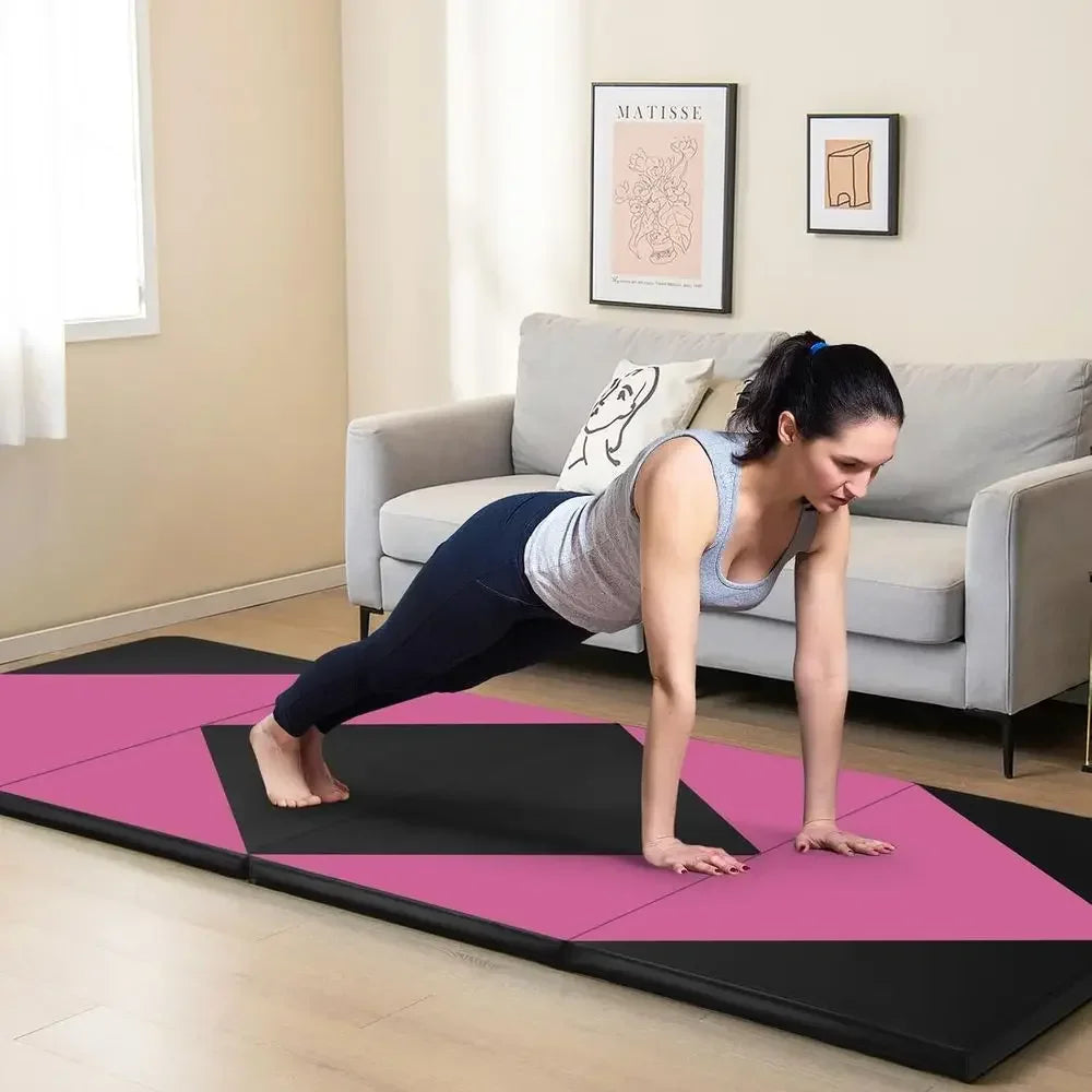 Folding Gymnastics Mat With Handles For Tumbling And Home Workouts