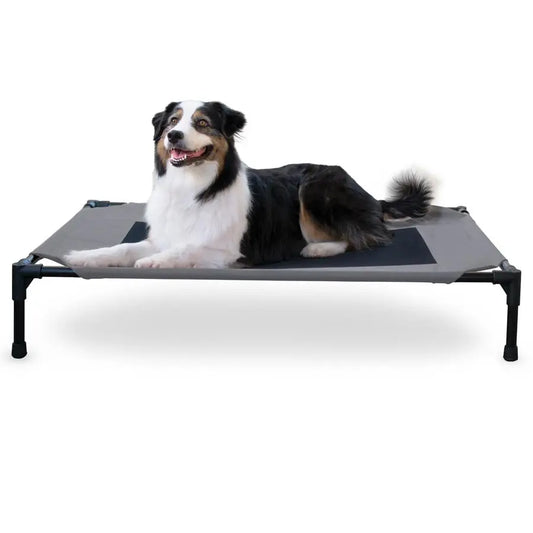 Outdoor Elevated Dog Cot With Cooling Breathable Mesh Cover For Large Dogs Raised Metal Frame Hammock