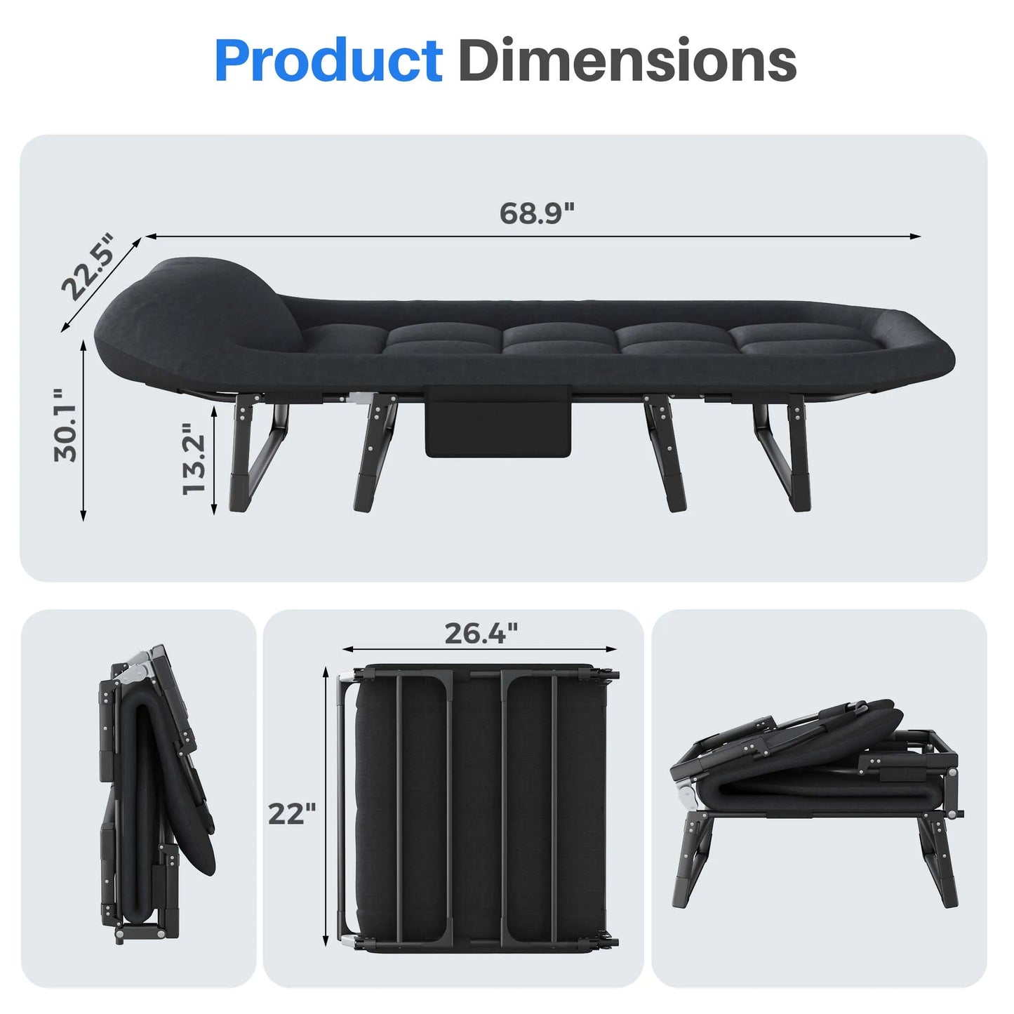 JHK Folding Camping Cot With Mattress 450 Lbs Capacity Lightweight