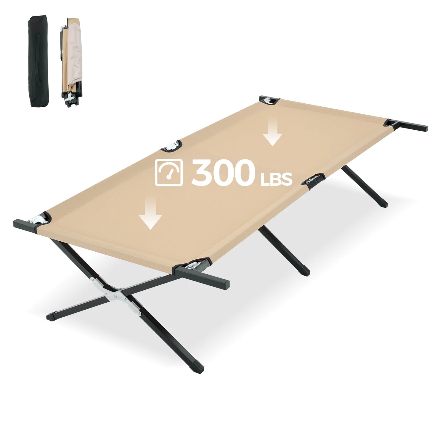 JHK Portable Folding Camping Cot With 300 LBS Capacity