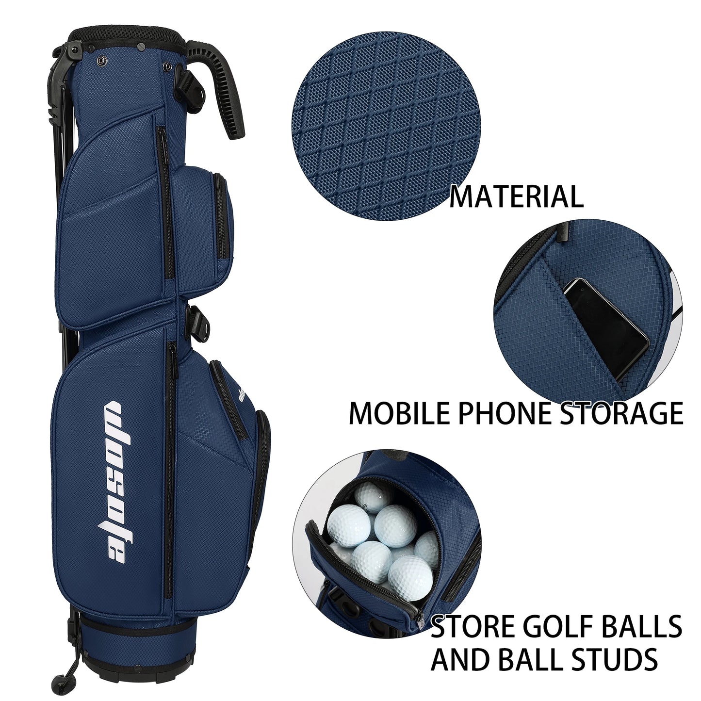 Wosofe Lightweight Golf Stand Bag With Three Way Club Dividers