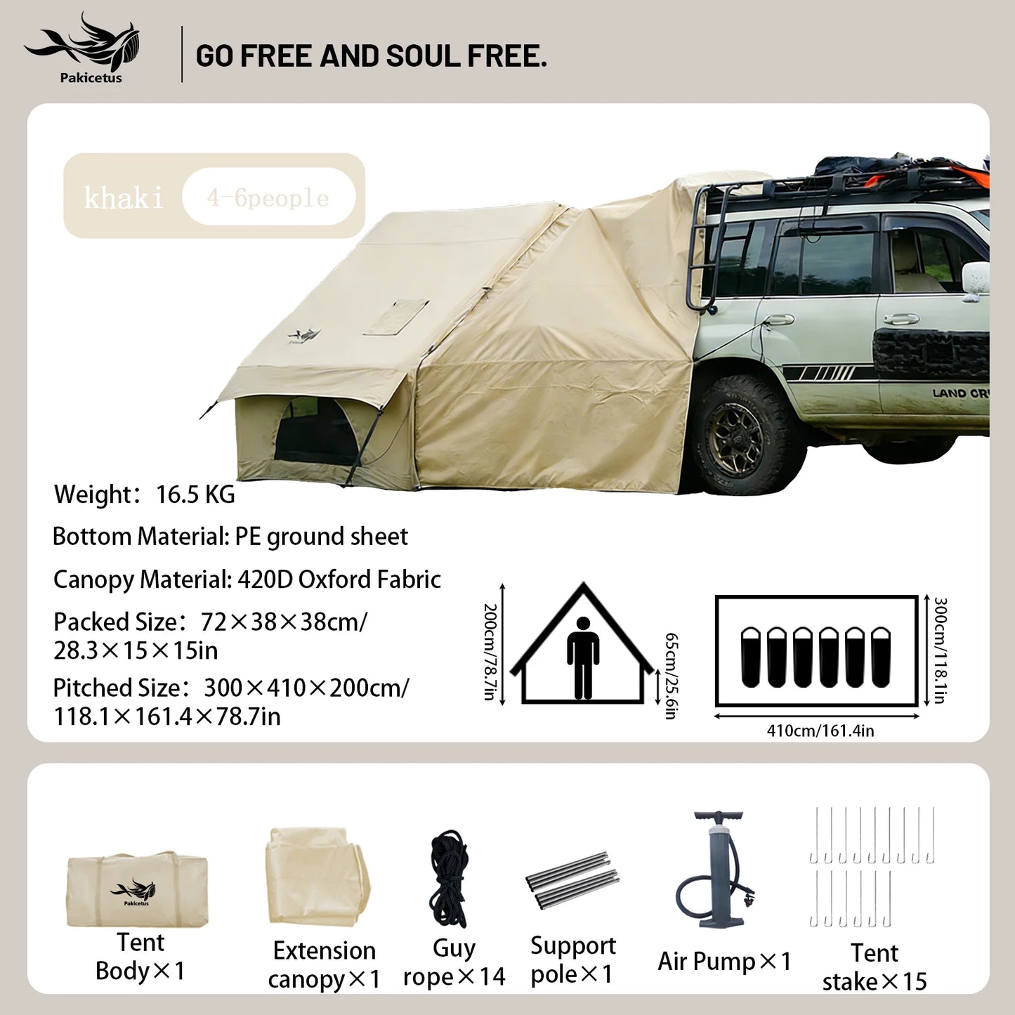 Pakicetus Quick Setup Inflatable Camping Tent For 4 To 8 People