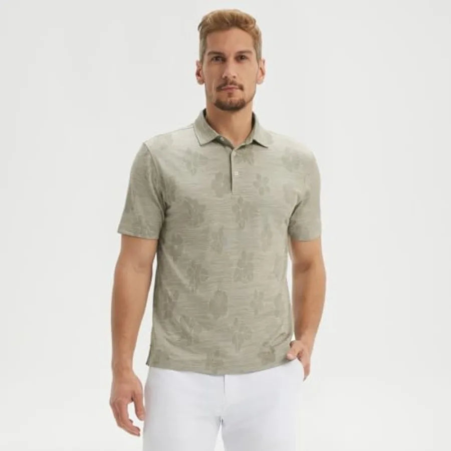 MaelReg Men's Moisture-Wicking Golf Polo Shirt With Lightweight Jacquard Fabric For Peak Performance