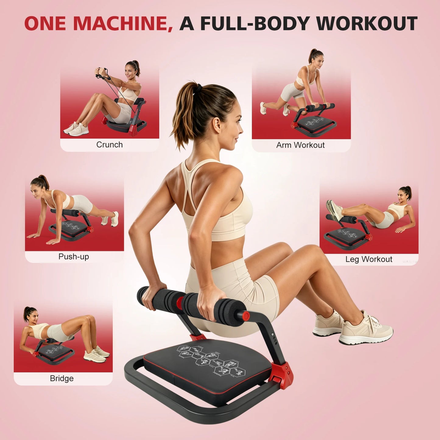 Ab Core Trainer With Resistance Bands For Home Gym